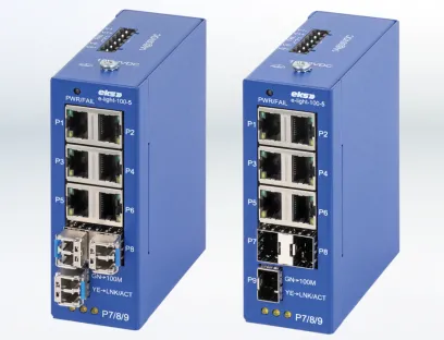 Die unmanaged Industrial Ethernet Switche zeichnen sich durch ihre sehr kompakte Bauform aus, Bild: EKS Engel Die unmanaged Industrial Ethernet Switche zeichnen sich durch ihre sehr kompakte Bauform aus